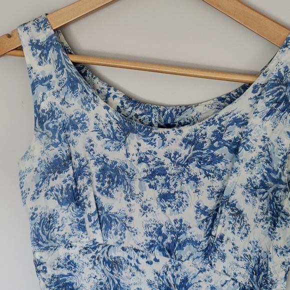 Vintage Floral Satin Cocktail Swing Dress - Picture 3 of 4